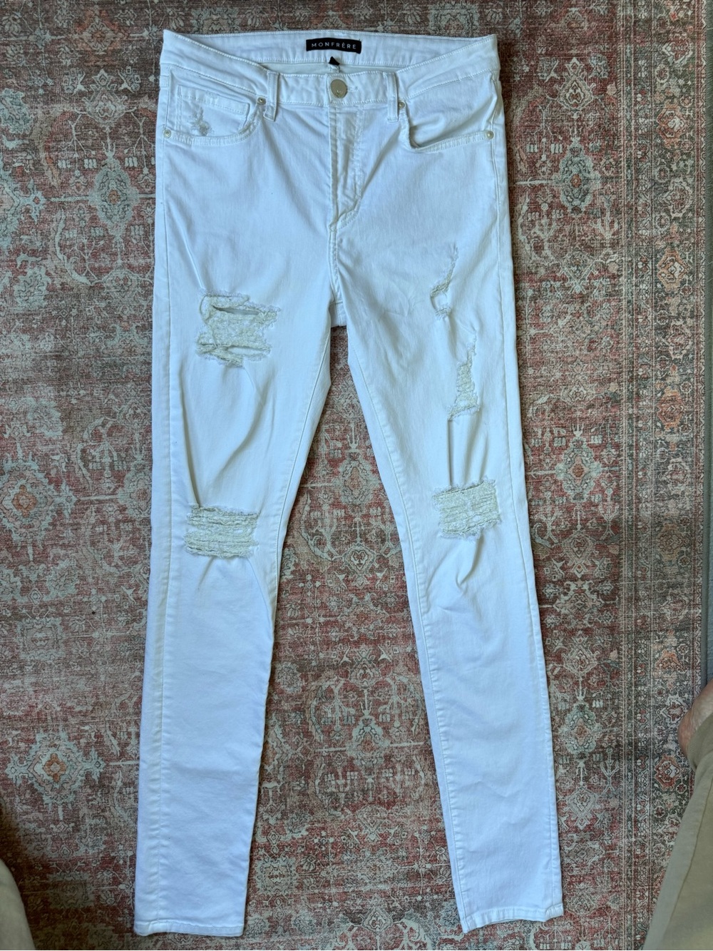 Monfrere White Slim Distressed Men’s Jeans